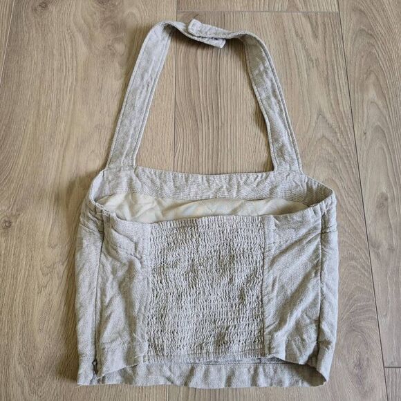 Abercrombie & Fitch Crop Women's XS Khaki Tan Side Zip Linen Blend Strap Halter - Picture 5 of 7